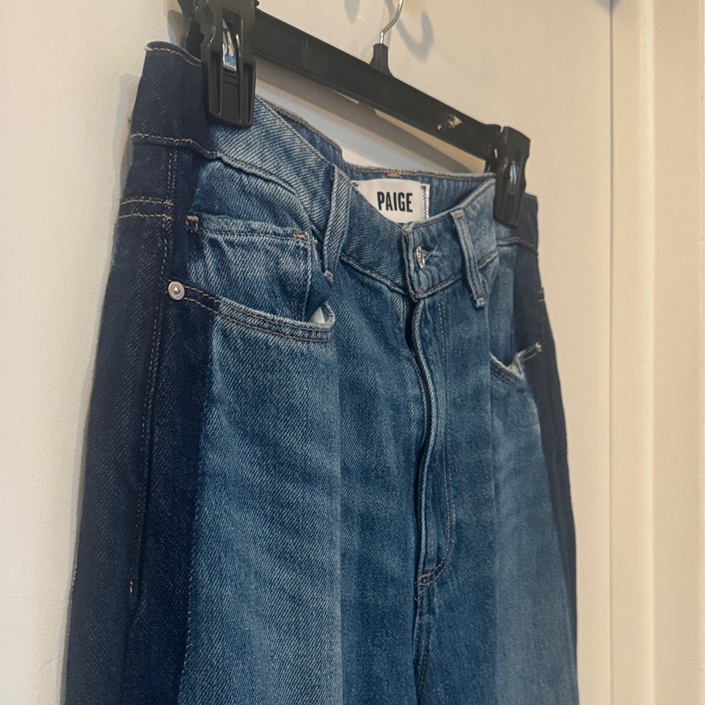 PAIGE Portia Wide-Leg Flare Jeans with Dark Blue Side Stripe - Blue - Picture 5 of 12